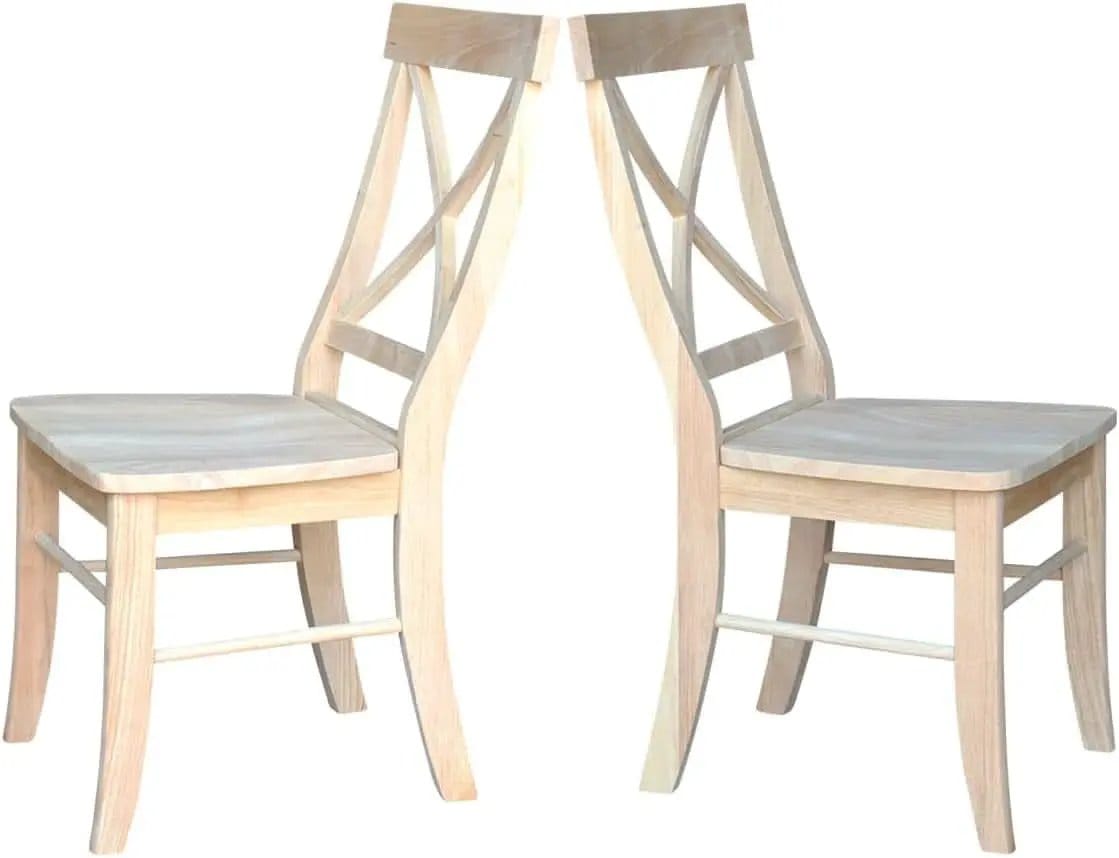 X Back Dining Chairs Set Of 2 In Unfinished Parawood from PriceLows™
