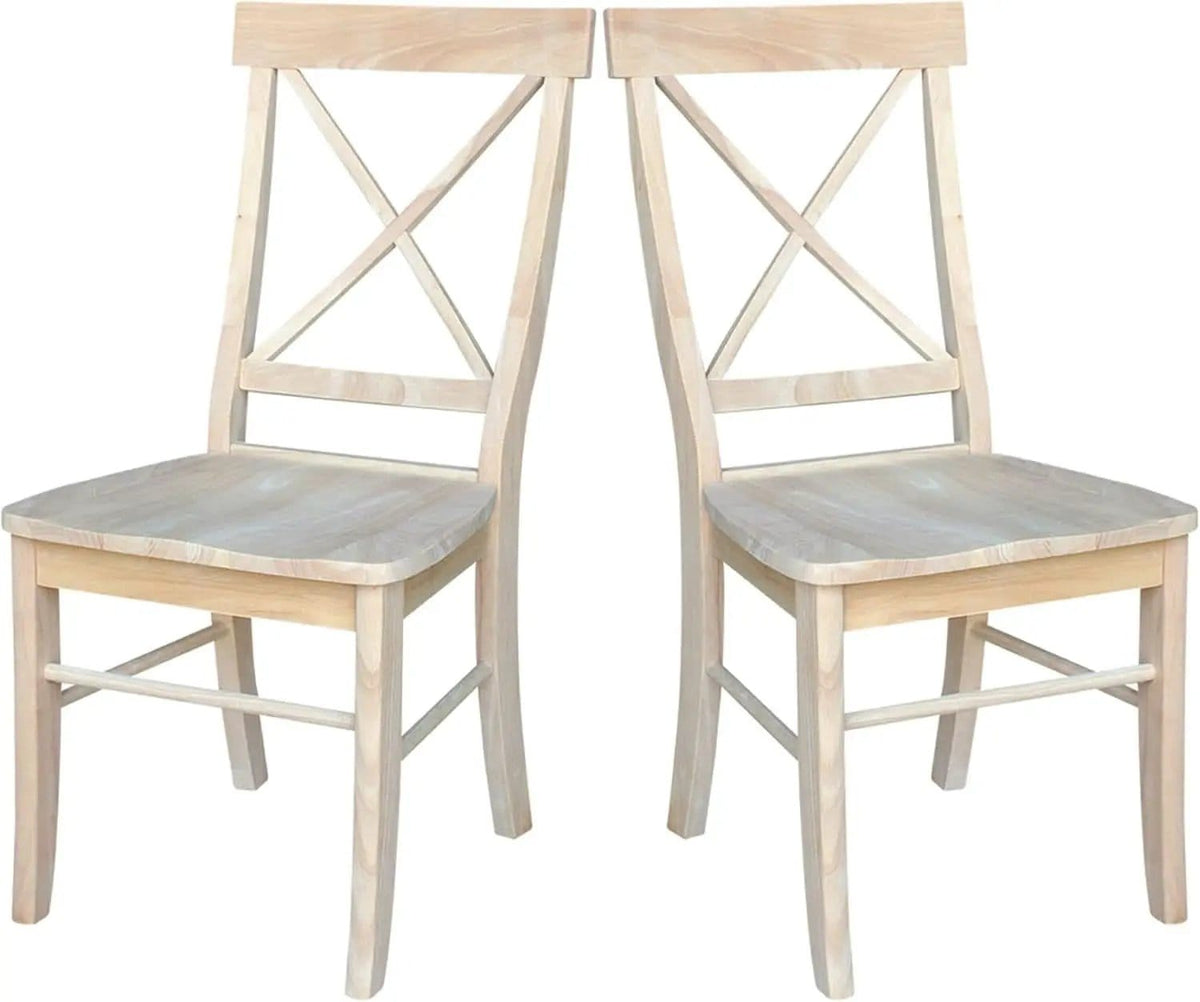 X Back Dining Chairs Set Of 2 In Unfinished Parawood from PriceLows™