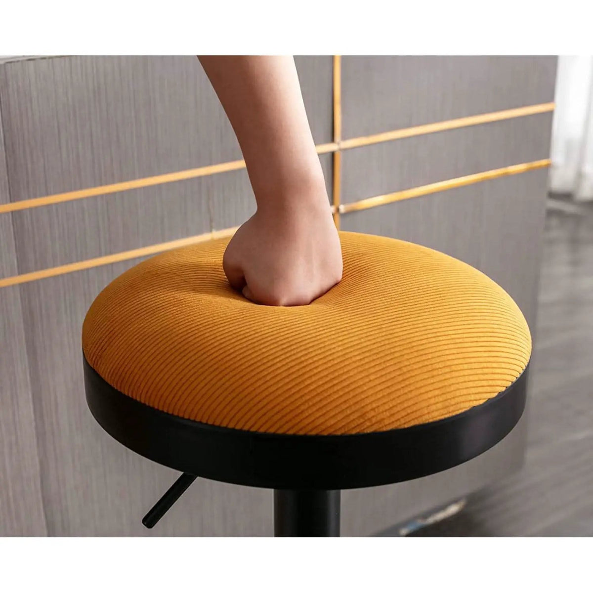 Yellow Fabric Swivel Bar Stool Set Of 2 Height Adjustable from PriceLows™