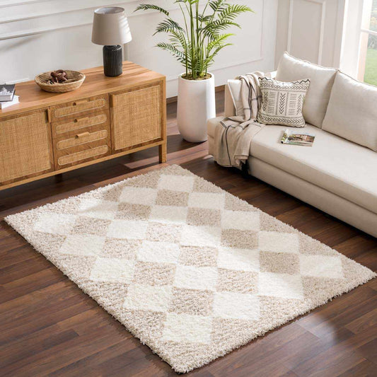 Zahur Cream & Beige Diamond Area Rug from PriceLows™