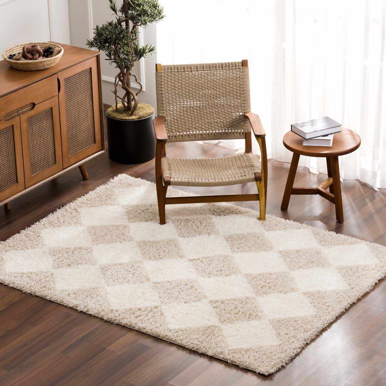 Zahur Cream & Beige Diamond Area Rug from PriceLows™