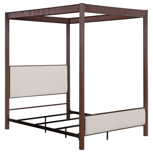 Zimmerlee 89-inch Metal Queen Canopy Bed Rust | 64.25 x 87 x 89 in | Linen & Metal | Brown