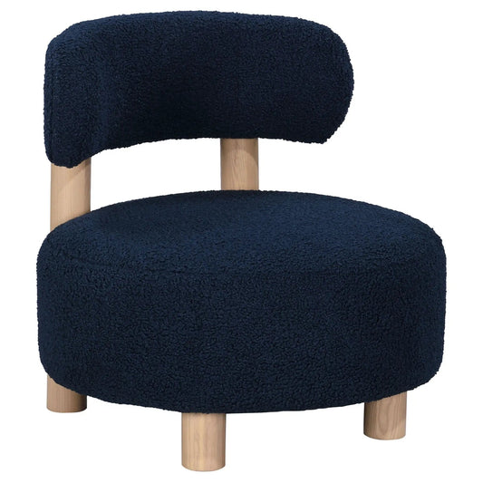 Zonie Boucle Upholstered Barrel Back Accent Chair | 30.25 x 30.25 x 29.75 in | Boucle & Wood | Blue