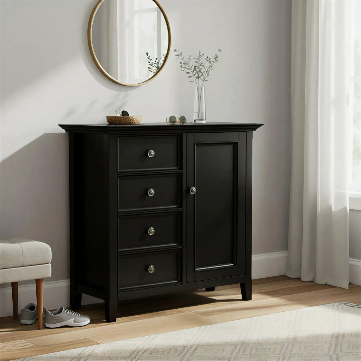 Amherst Storage Cabinet | Medium Handcrafted Solid Wood | NC Lacquer Finish | Multipurpose Storage