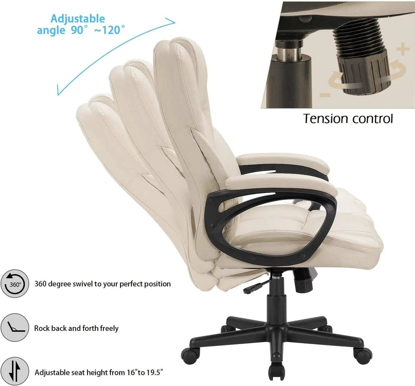 Beige High Back Office Chair With Adjustable Height And Lumbar Support from PriceLows™