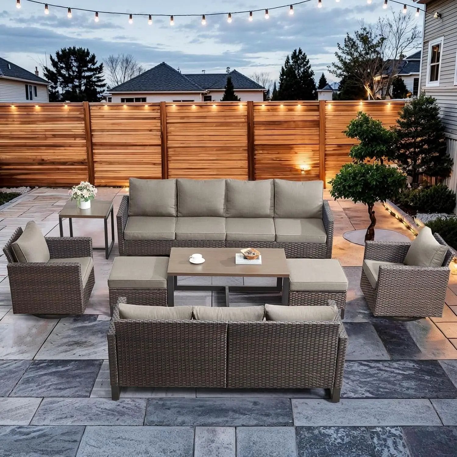 9 Piece Outdoor Patio Furniture Set with Swivel Rockers from PriceLows™