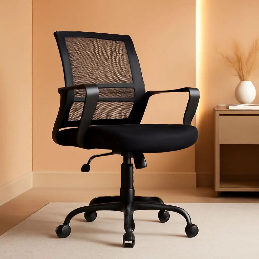 Black Ergonomic Mesh Office Chair With Armrests And Wheels from PriceLows™