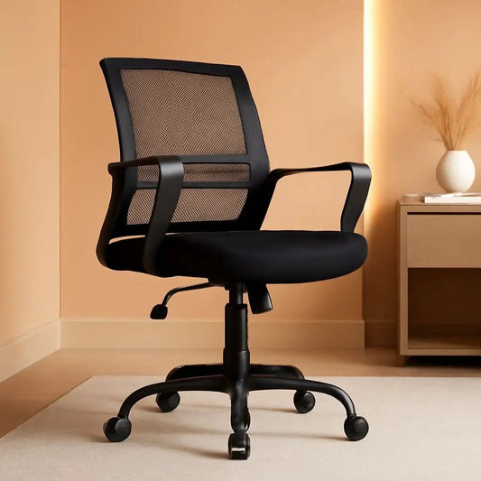 Black Ergonomic Mesh Office Chair With Armrests And Wheels from PriceLows™