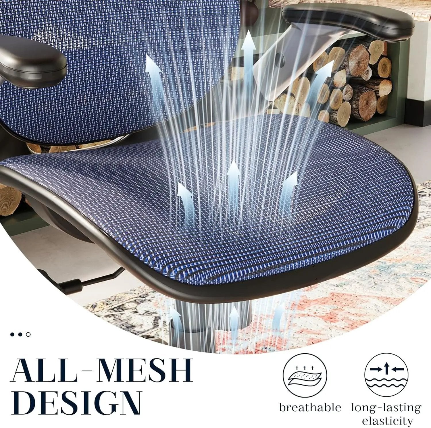 Blue Ergonomic Mesh Office Chair With Lumbar Support from PriceLows™
