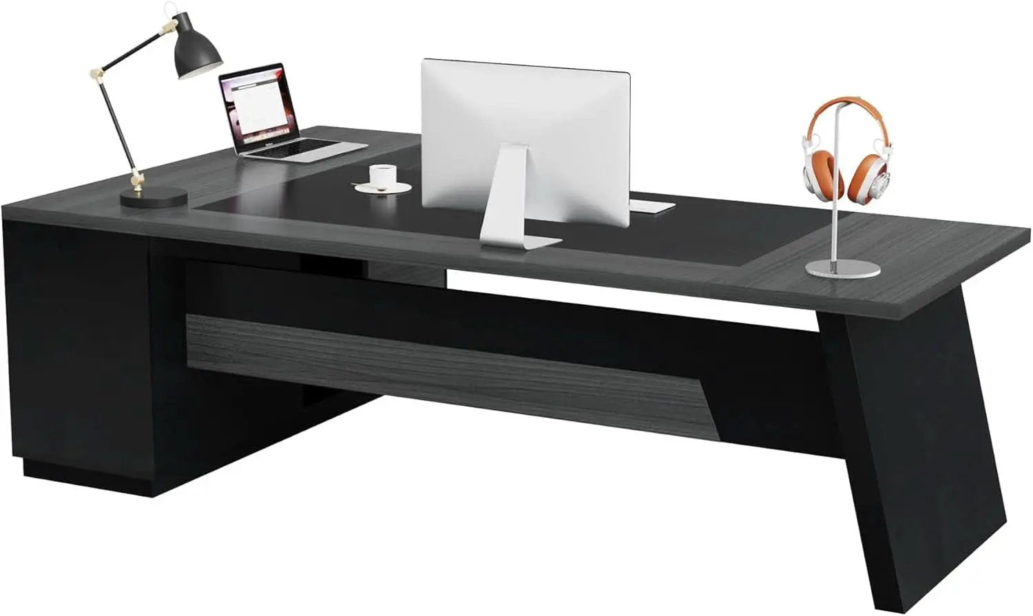 78 Inch L Shaped Desk With Drawers And File Cabinet Grey from PriceLows™