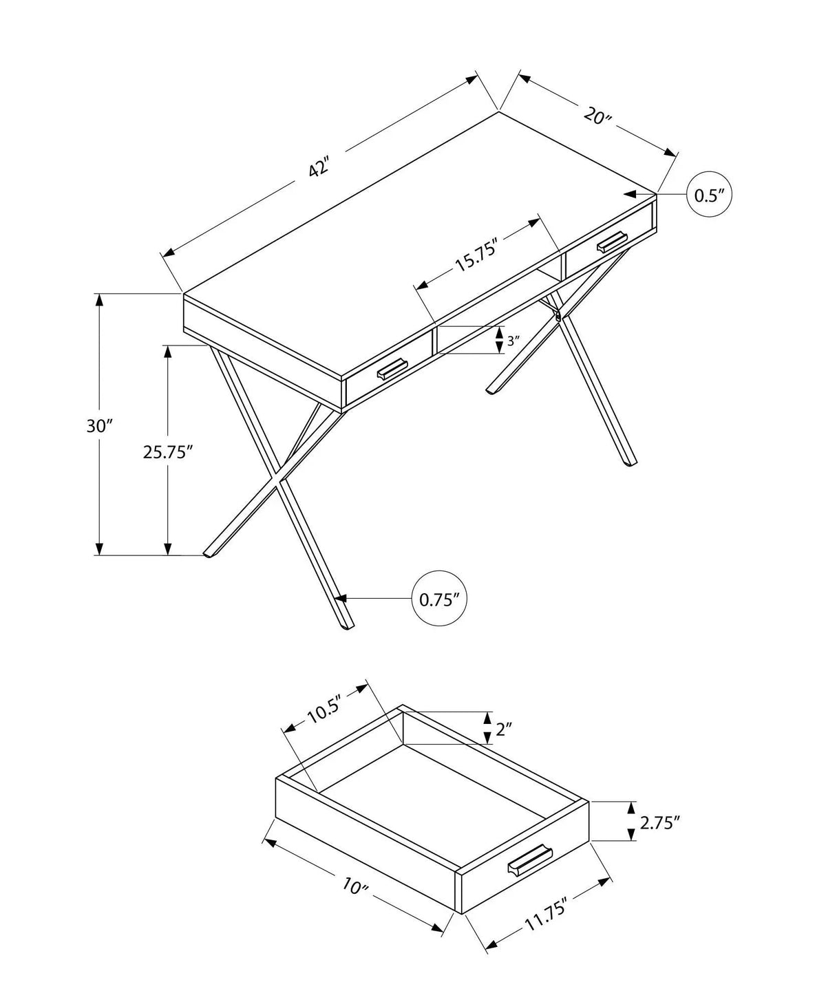 Computer Desk With Drawers | 42 Inch Width | Left Or Right Setup | Laptop Friendly
