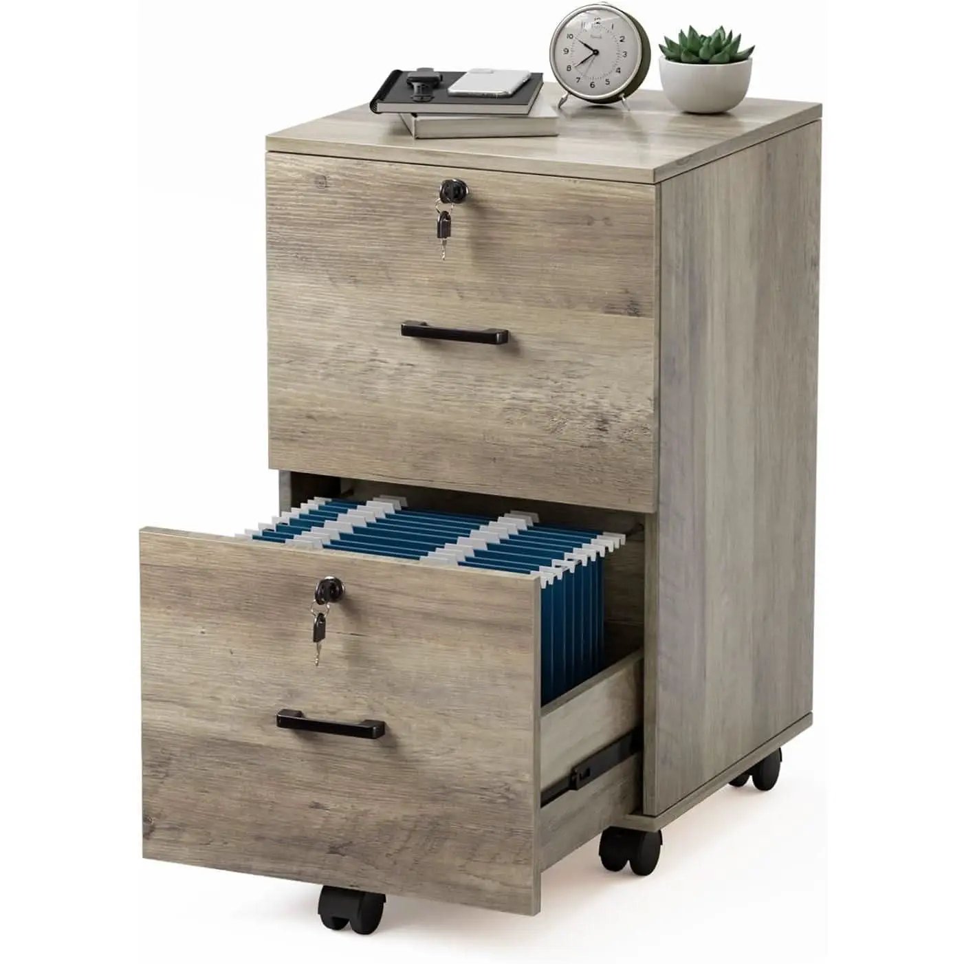 Rolling File Cabinet With Lock And Two Drawers For Letter Files from PriceLows™