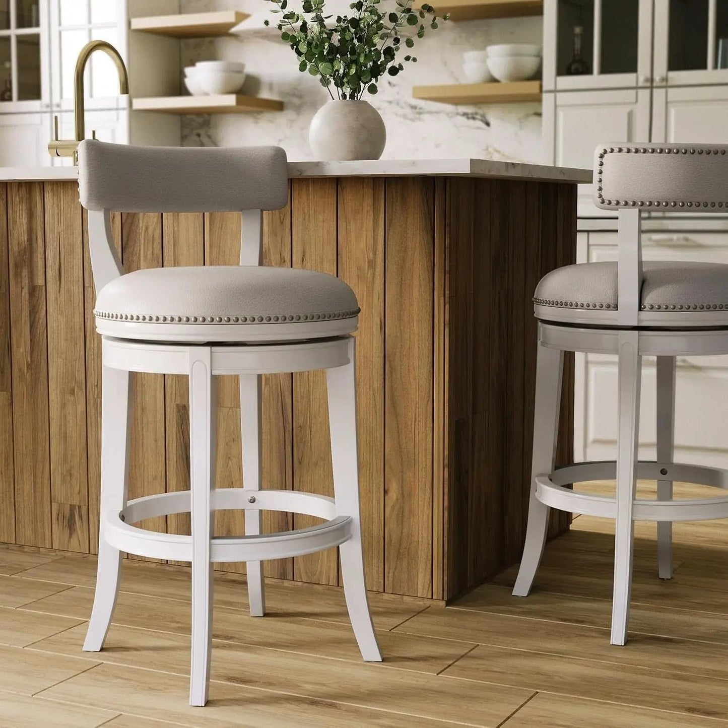 Stylish 31 Inch Bar Stool with Swivel Gray Seat from PriceLows™