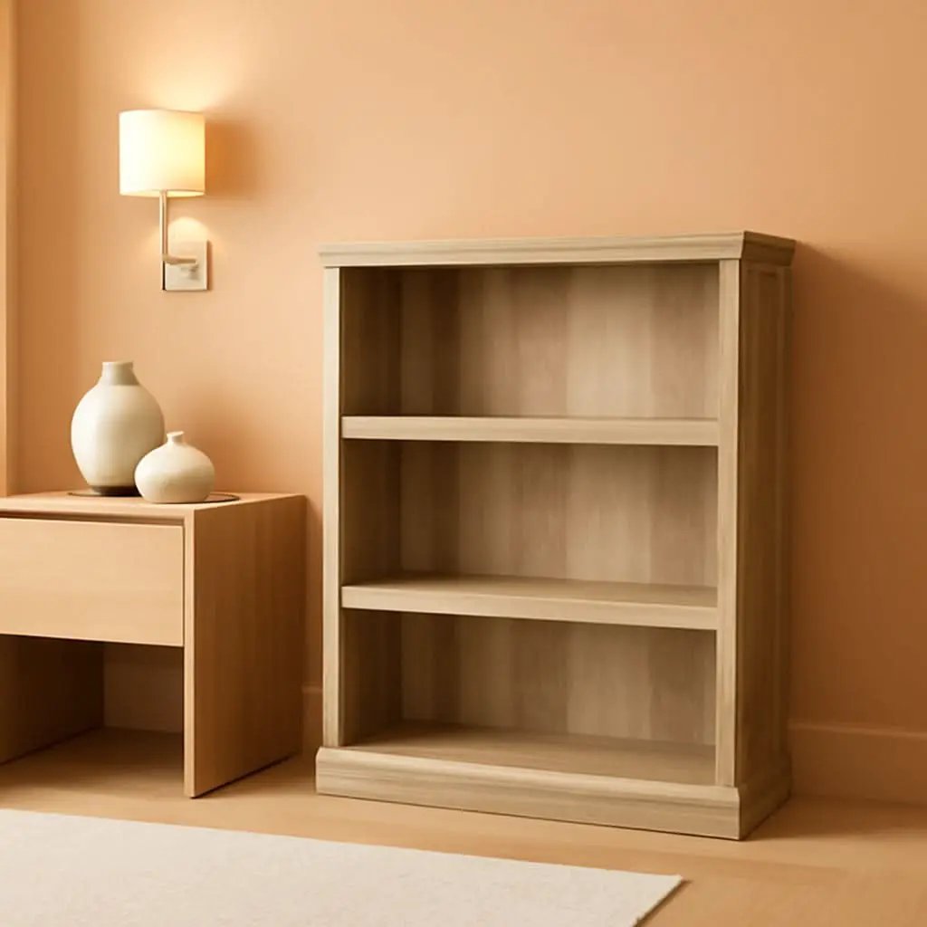 3 Shelf Bookcase In Lintel Oak Finish For Living Room from PriceLows™