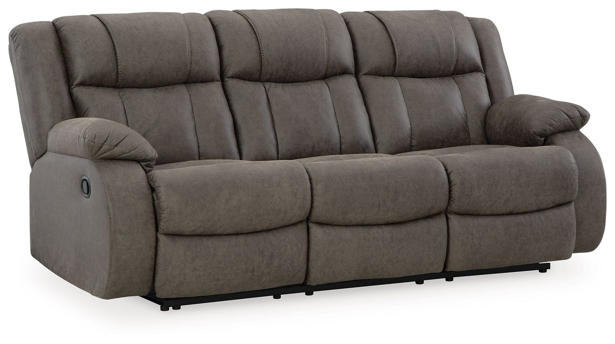 First Base Reclining Sofa | 86 x 40 x 41 in | Metal | Gunmetal