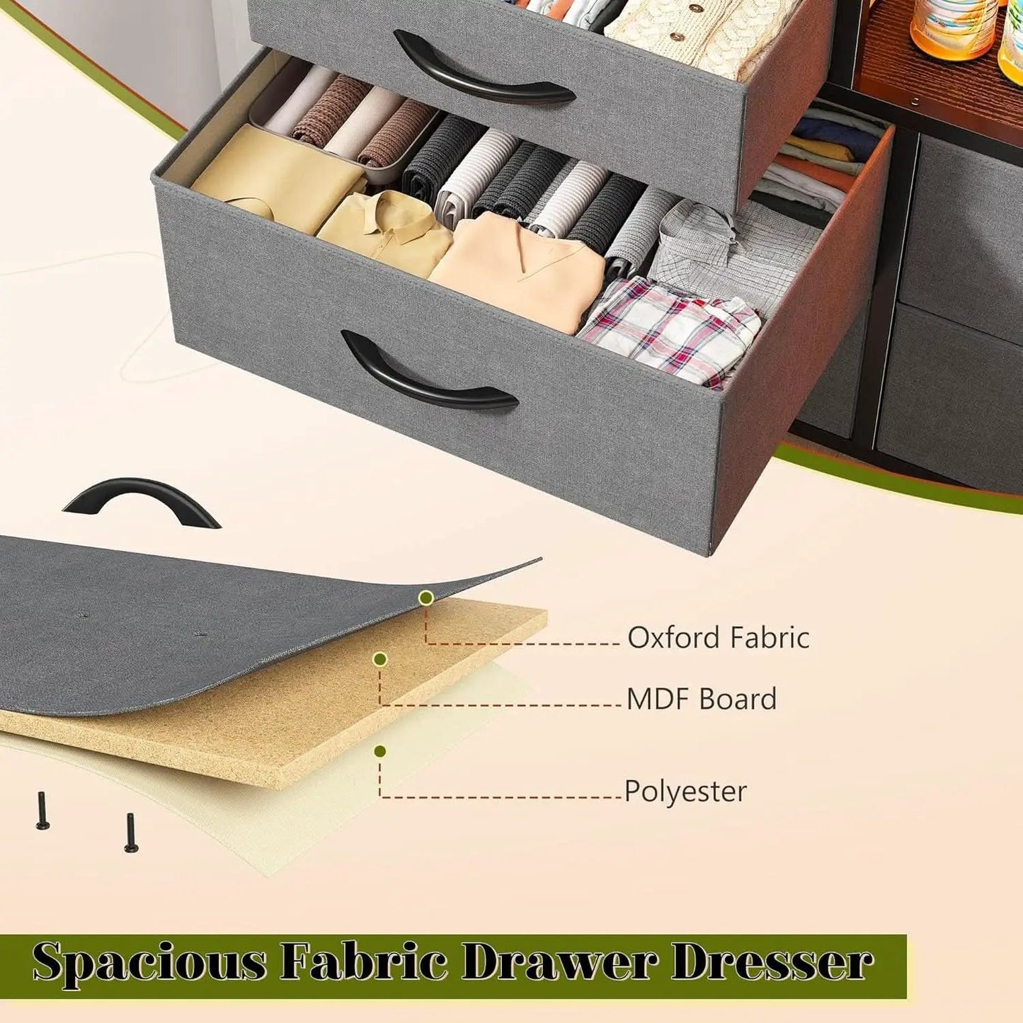 12 Drawer Long Dresser With LED Lights And Built In Power Outlet For Bedroom Storage from PriceLows™