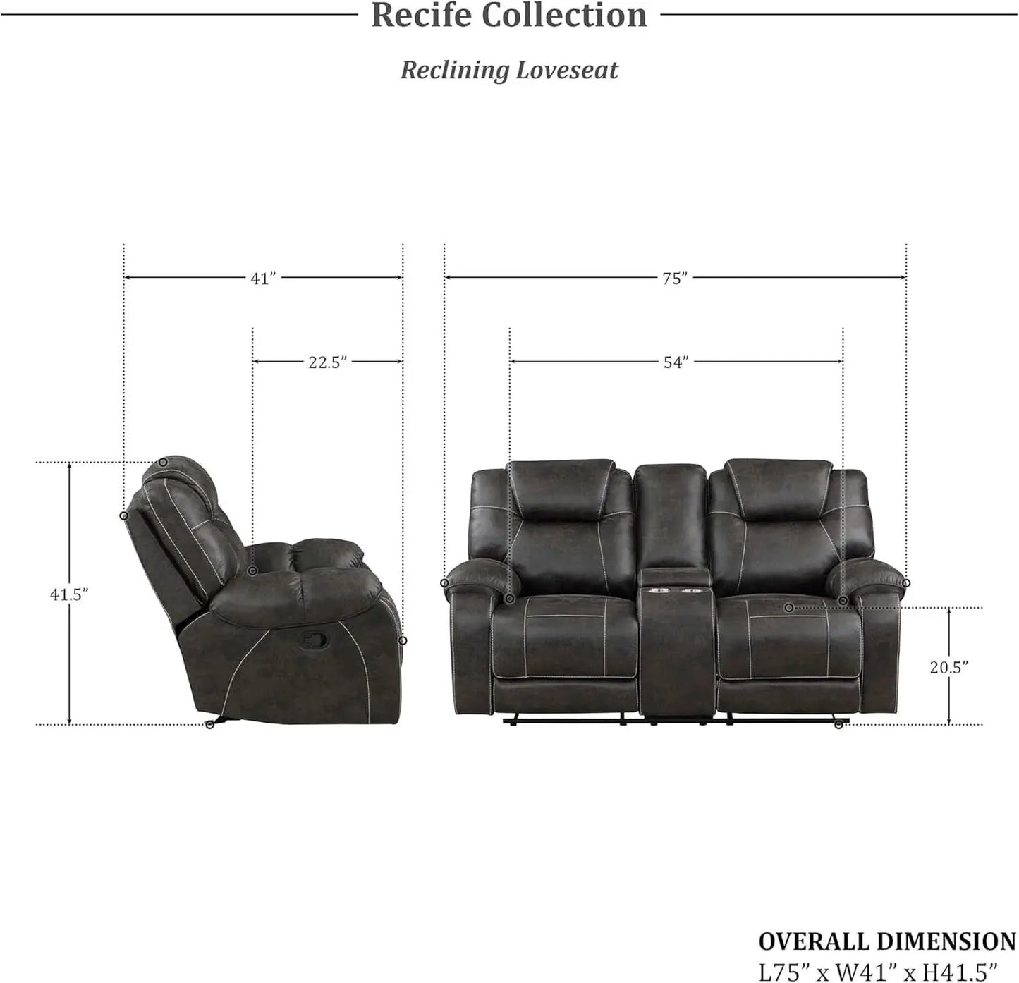 Recife 2-Piece Reclining Living Room Sofa Set Chocolate from PriceLows™