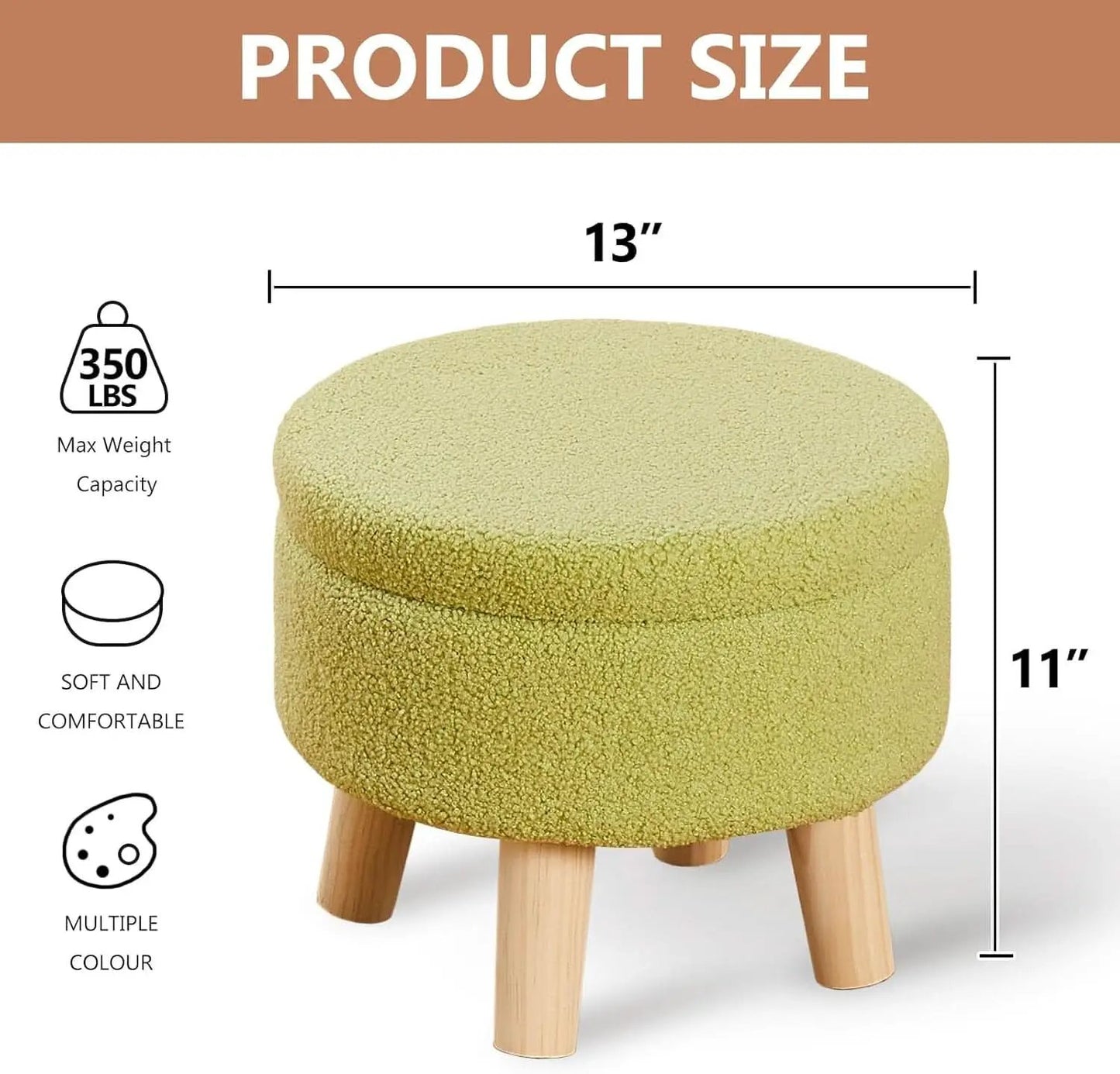 Storage Ottoman Round Footstool Velvet Modern Utility from PriceLows™