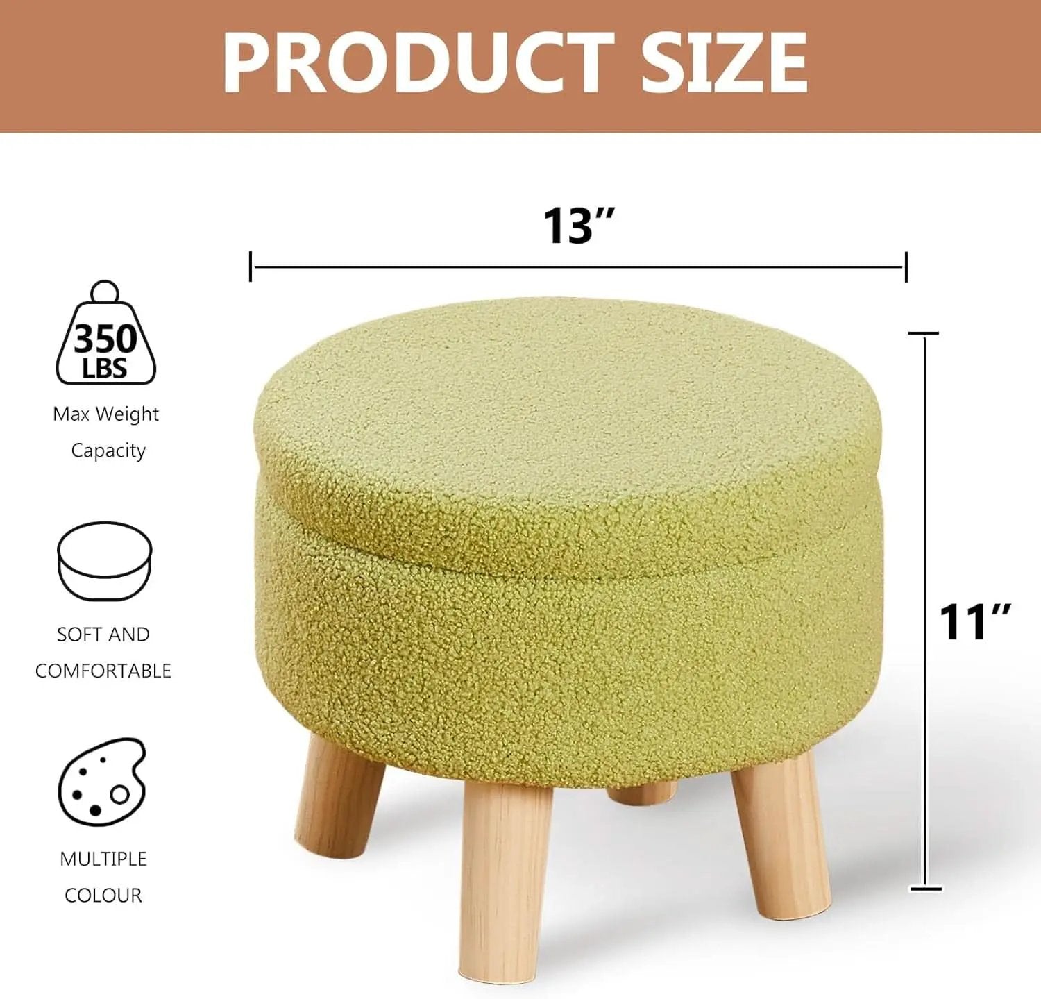 Storage Ottoman Round Footstool Velvet Modern Utility from PriceLows™