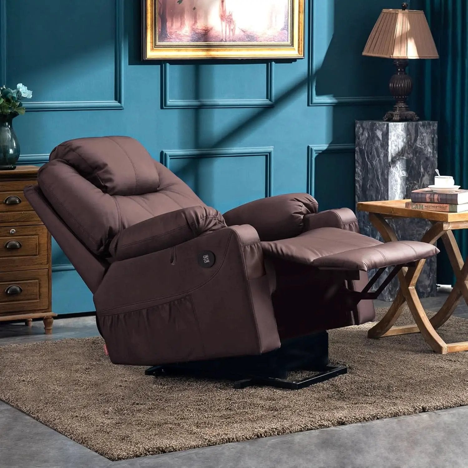 Electric Power Lift Recliner Chair Brown With Massage from PriceLows™