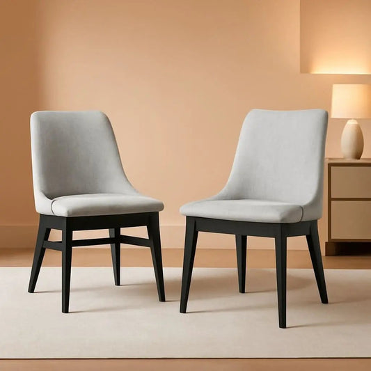 Gray Fabric Wood Dining Chairs Set Of 2 19-Inch Seat Height from PriceLows™