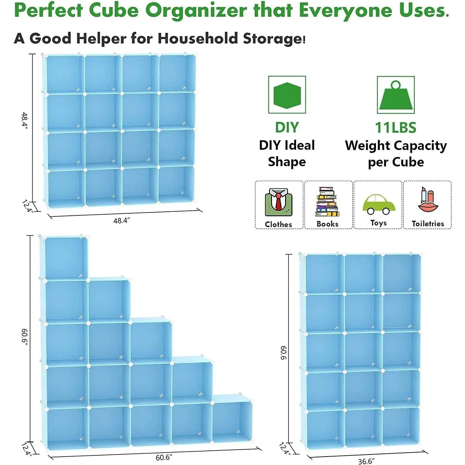 16-Cube Blue Storage Organizer for Home and Office from PriceLows™