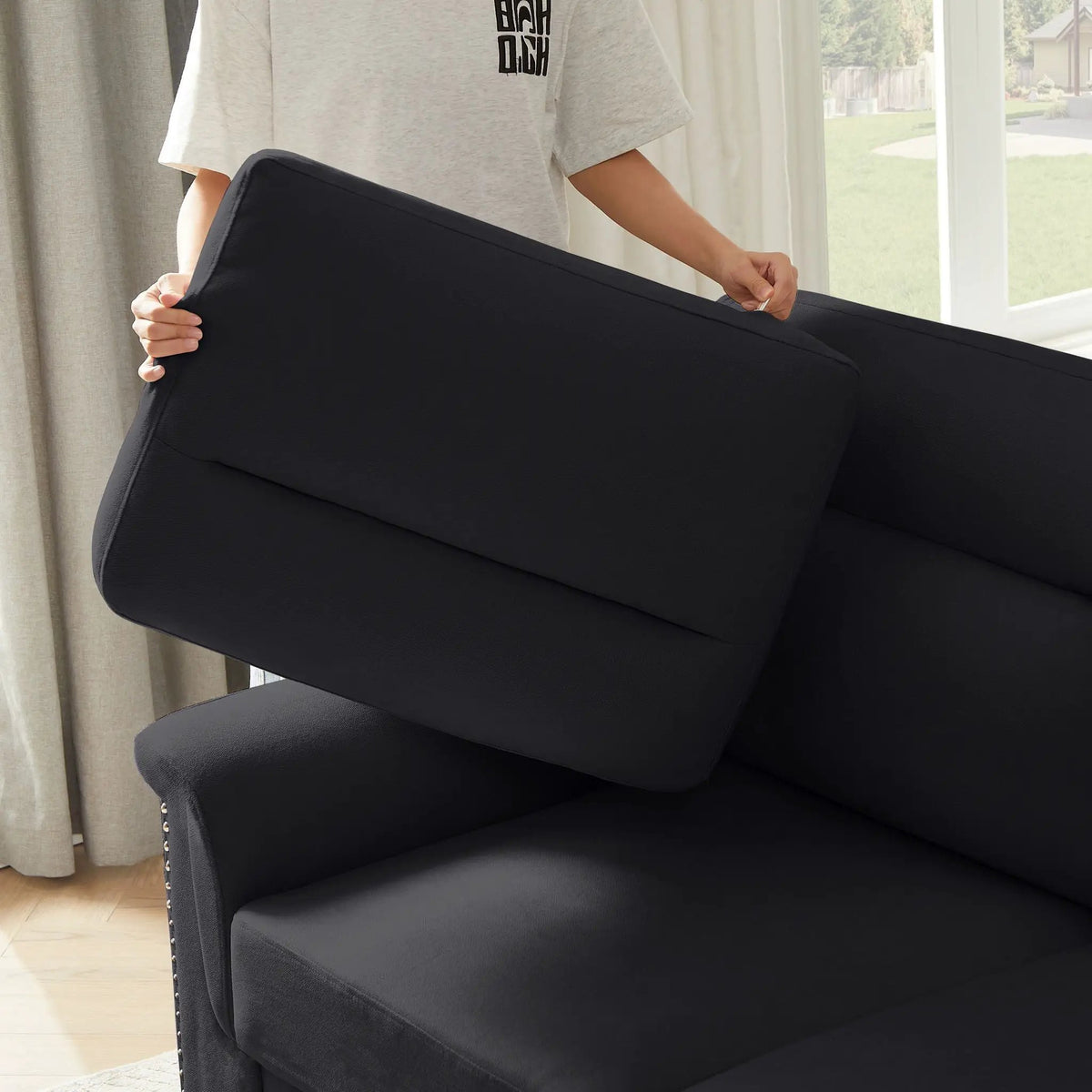 3 Seater Stationary Sofa | High-Density Foam And Spring Pack | 84.2 Inch Length | Solid Structure