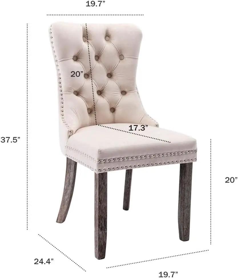 Velvet Wingback Dining Chairs Set Of 4 Beige Tufted from PriceLows™
