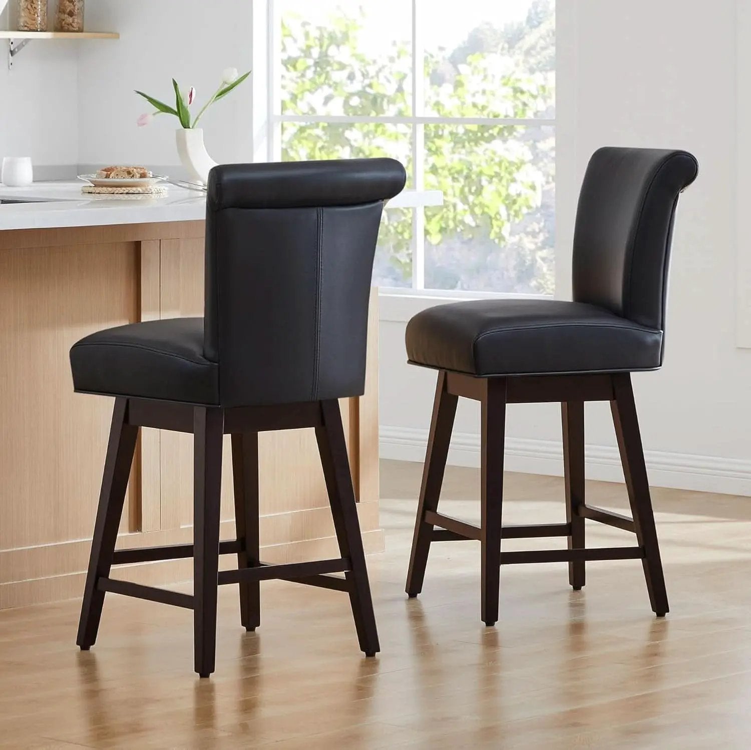 30 Inch Counter Height Swivel Bar Stools Set Of 2 Black from PriceLows™