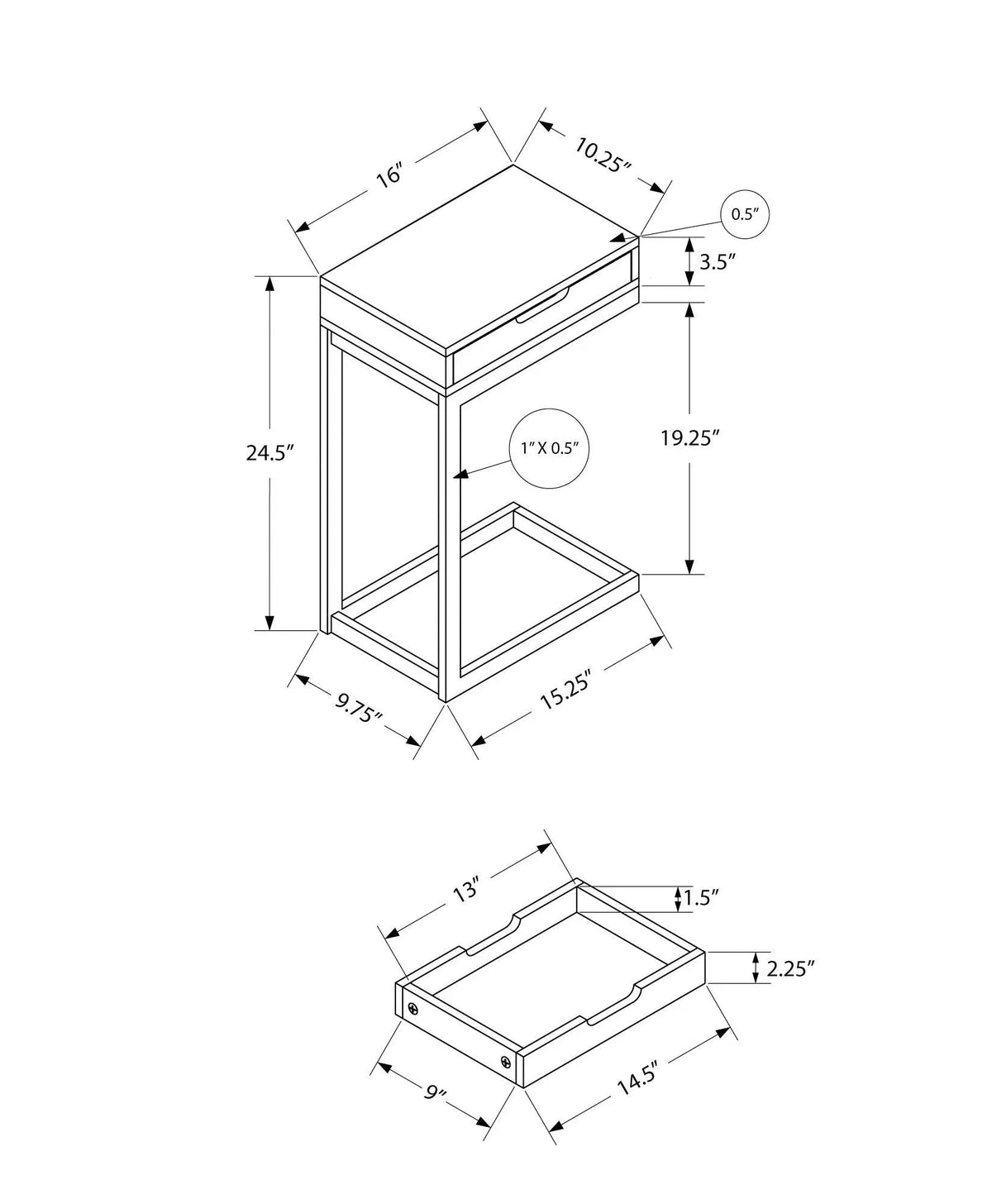C-Shaped Accent Table | Sturdy Metal Base | Thick Panel Top | Contemporary Design