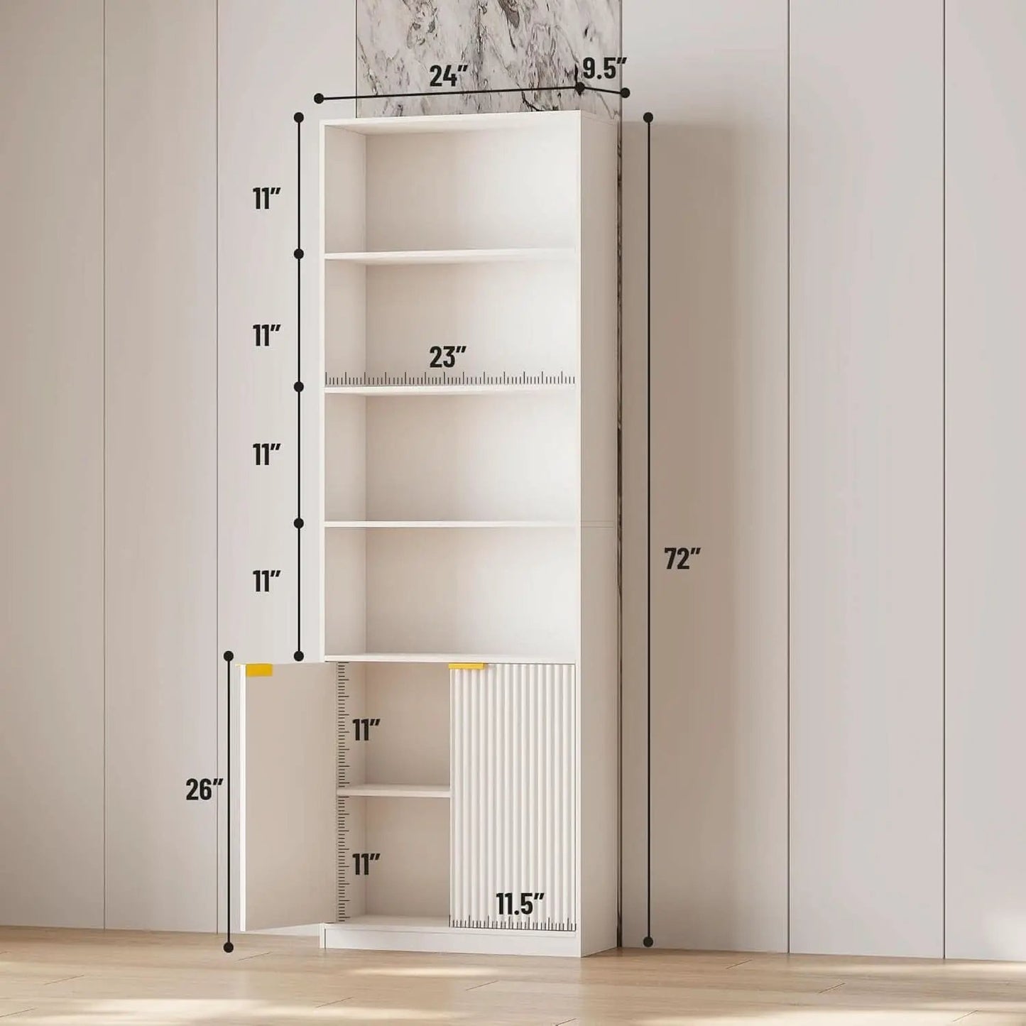 72 Inch Tall Bookcase With Doors 7 Tier Storage Enclosed Cabinets from PriceLows™