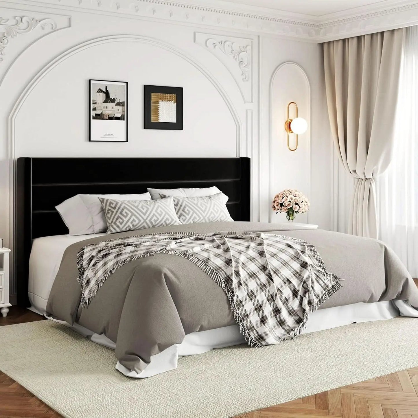 King Size Black Velvet Storage Bed With Hydraulic Lift from PriceLows™