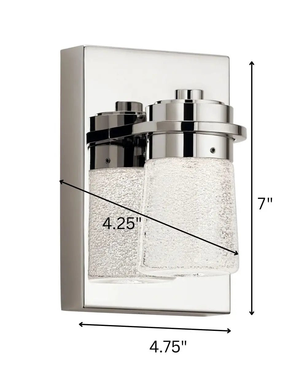 LED Vanity Light | Polished Nickel | Bubble Glass | 5 Inch