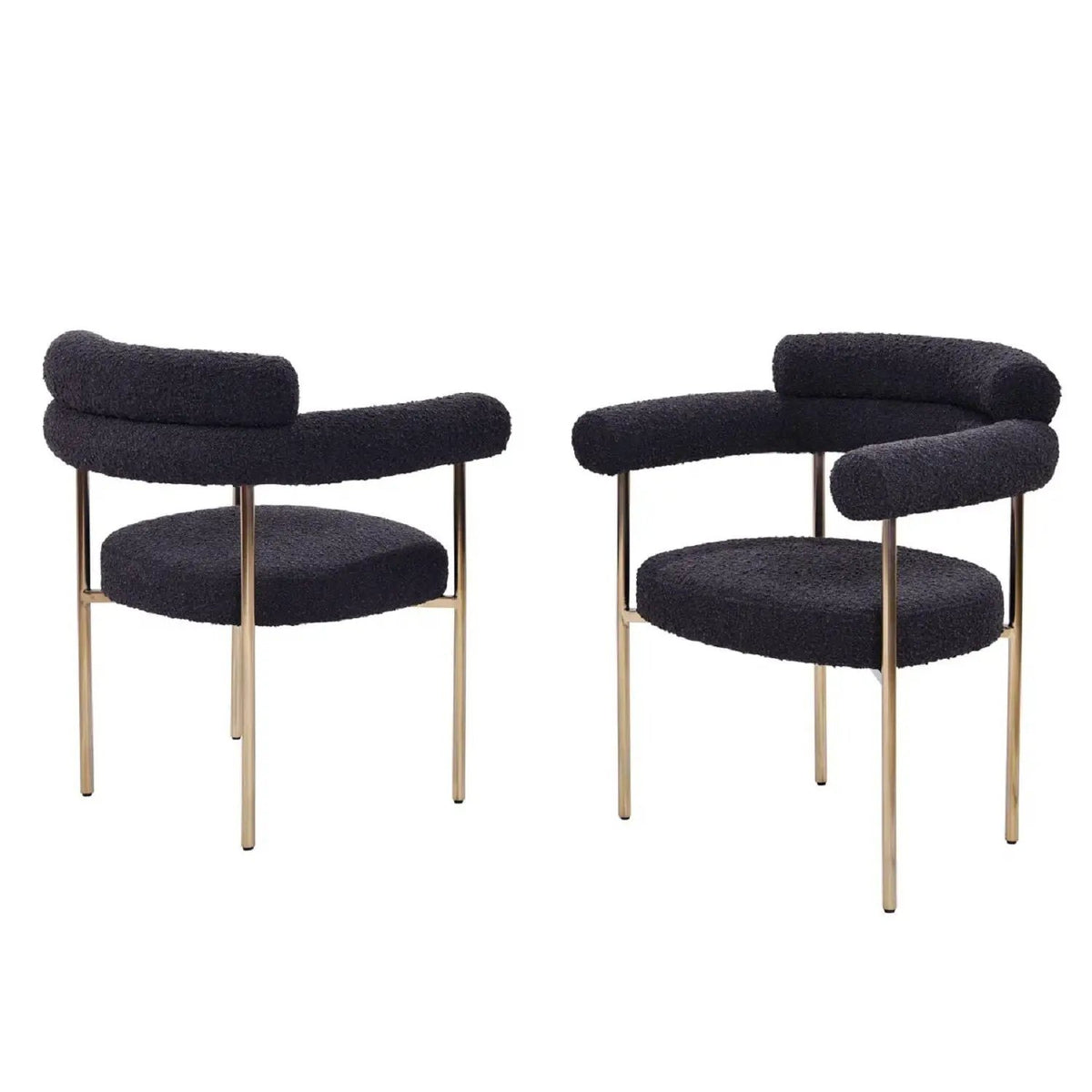 Upholstered Dining Chairs | Metal Legs | Padded Seats | Set Of Two
