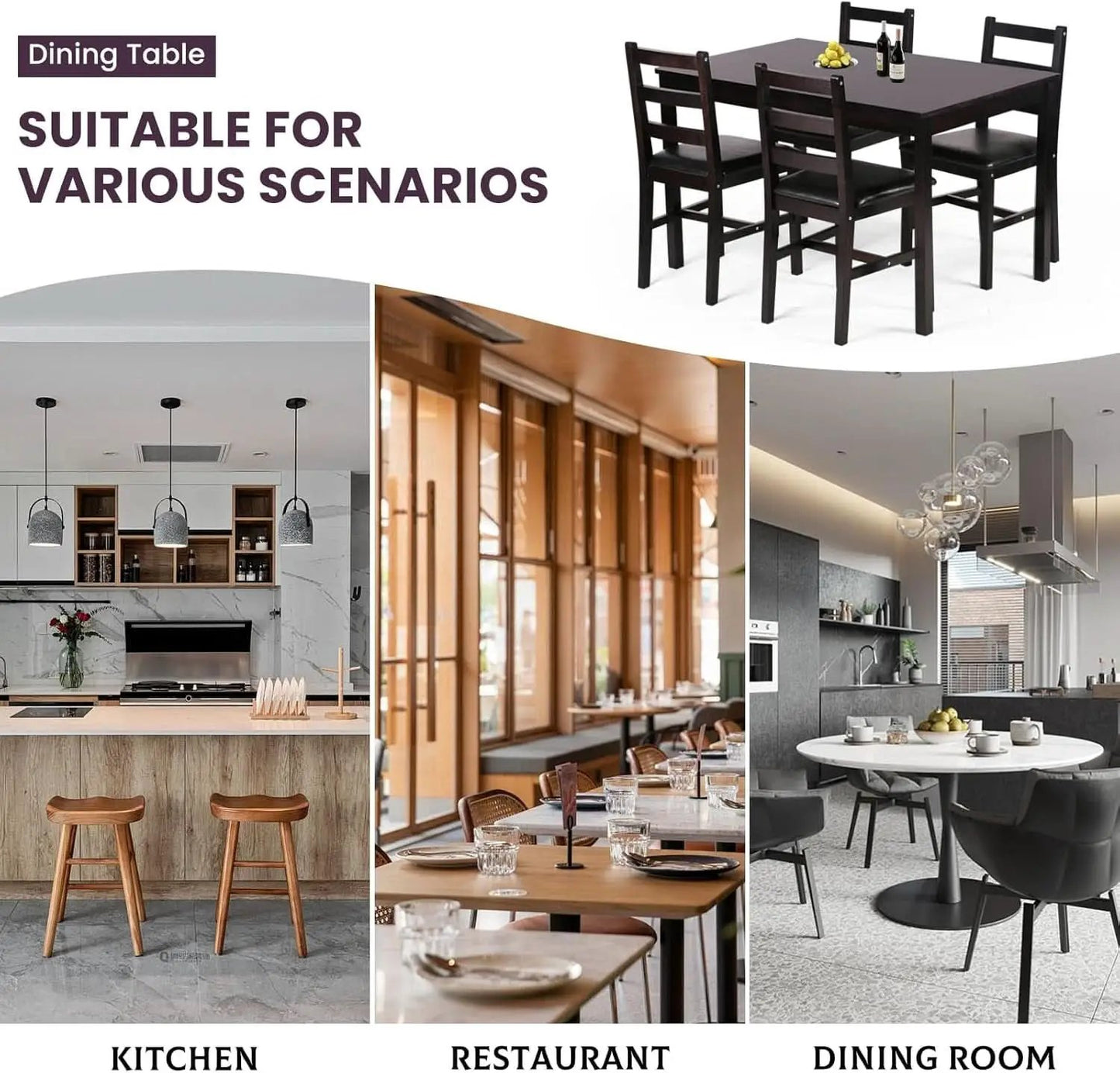 Brown Premium Five Piece Dining Table Set Apartment from PriceLows™