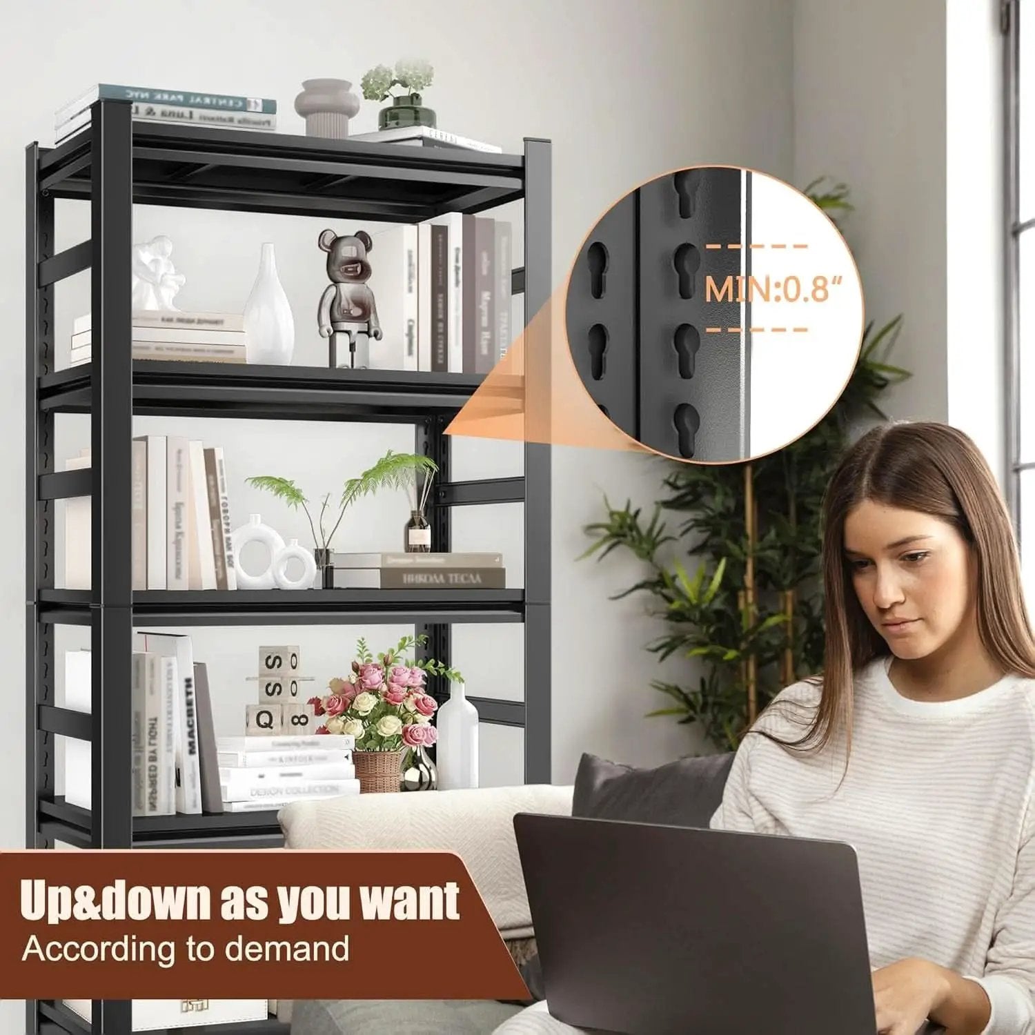 72 Inch Tall Industrial Metal Freestanding Bookshelf from PriceLows™
