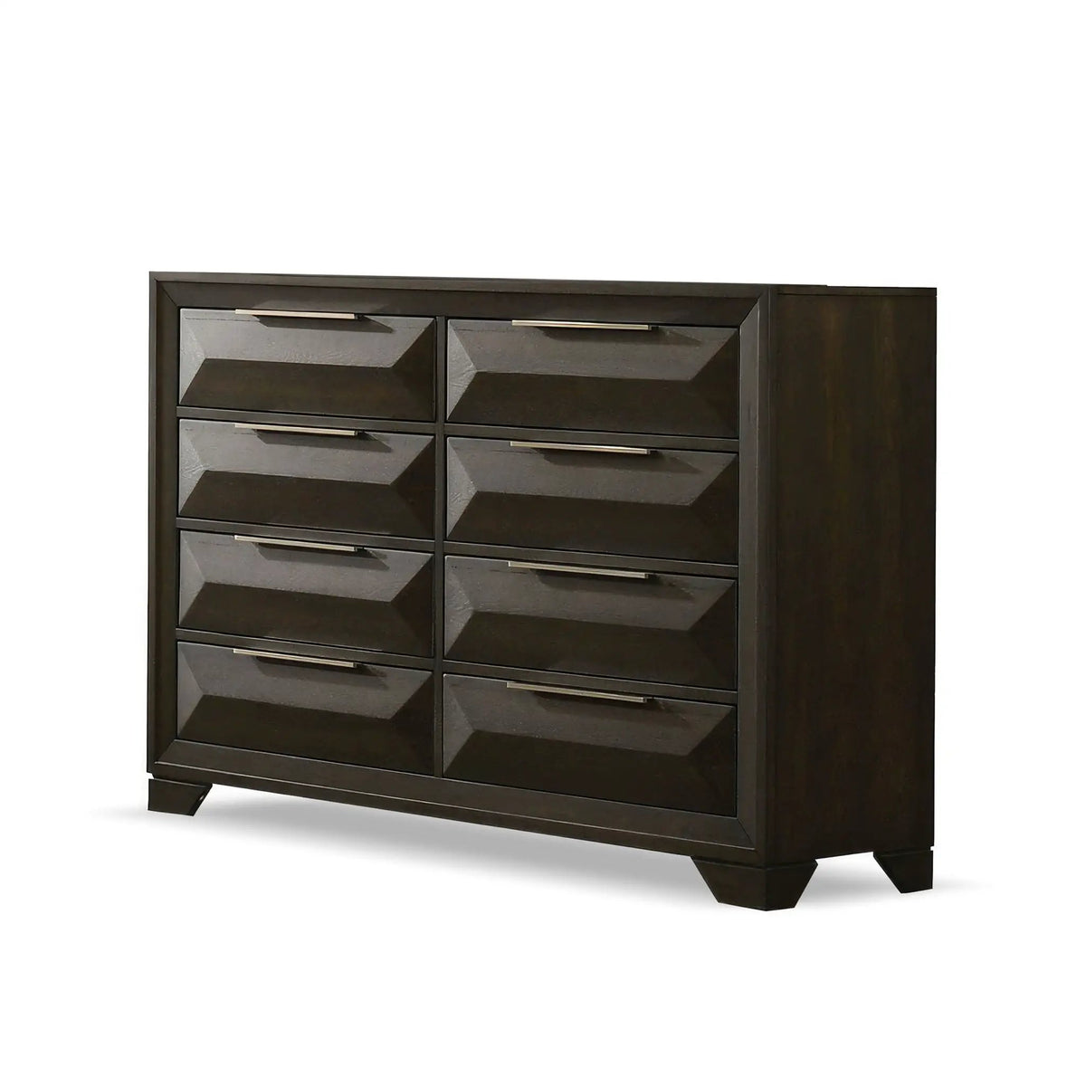 8 Drawer Dresser With Mirror | Espresso Finish | Beveled Bracket Feet | Transitional Style
