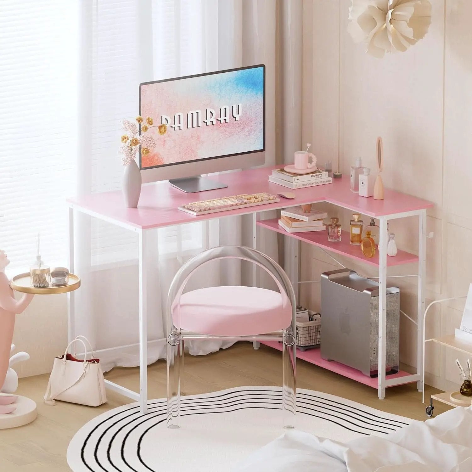 43-Inch L-Shaped Computer Desk With Reversible Shelves from PriceLows™