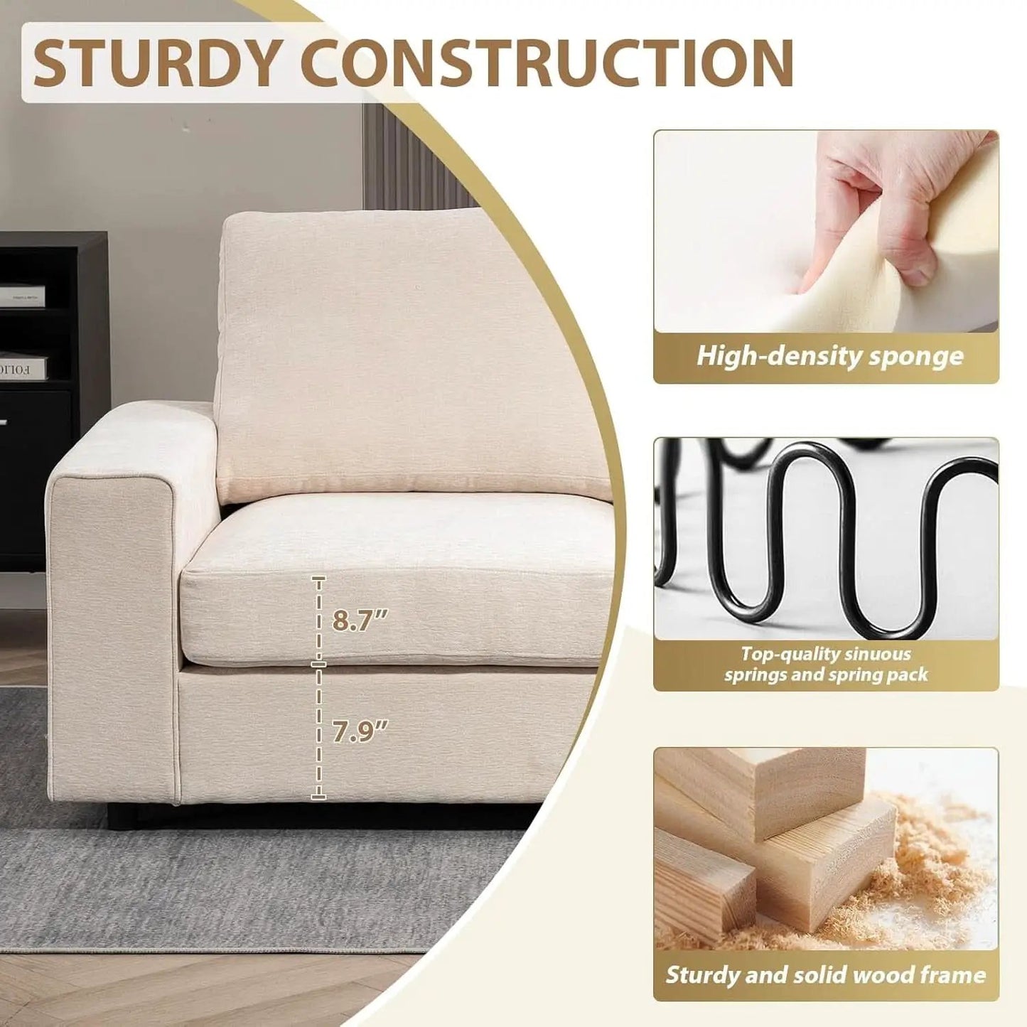 Seventy One Inch Beige Chenille Modular Sofa Collection from PriceLows™