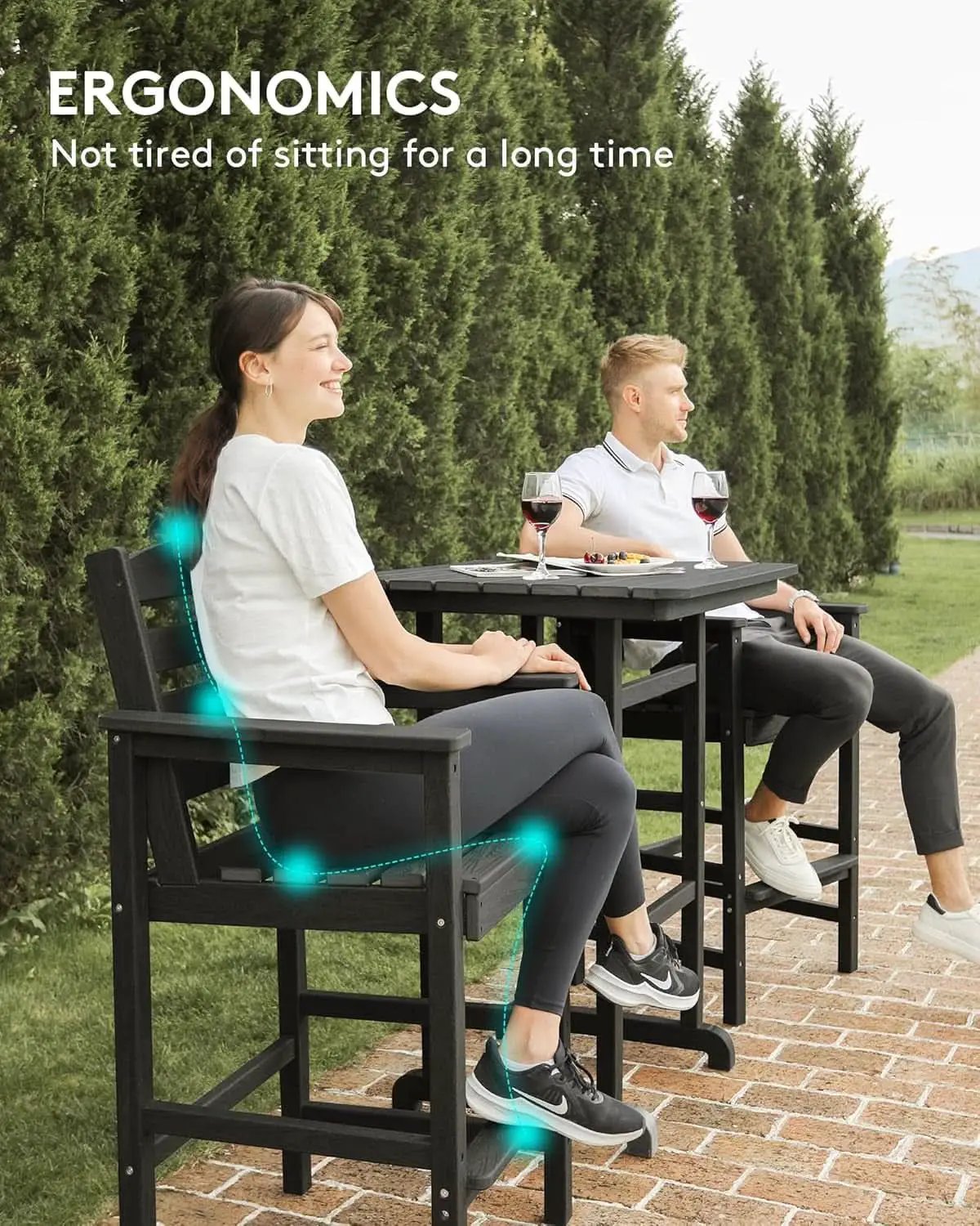 Black Balcony Adirondack Bar Chair Set With Table 3 Piece from PriceLows™