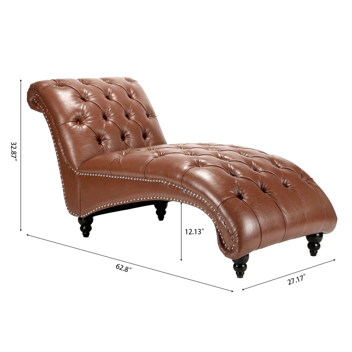Tufted Armless Chaise Lounge | High Density Foam | Bubble Nail Trim