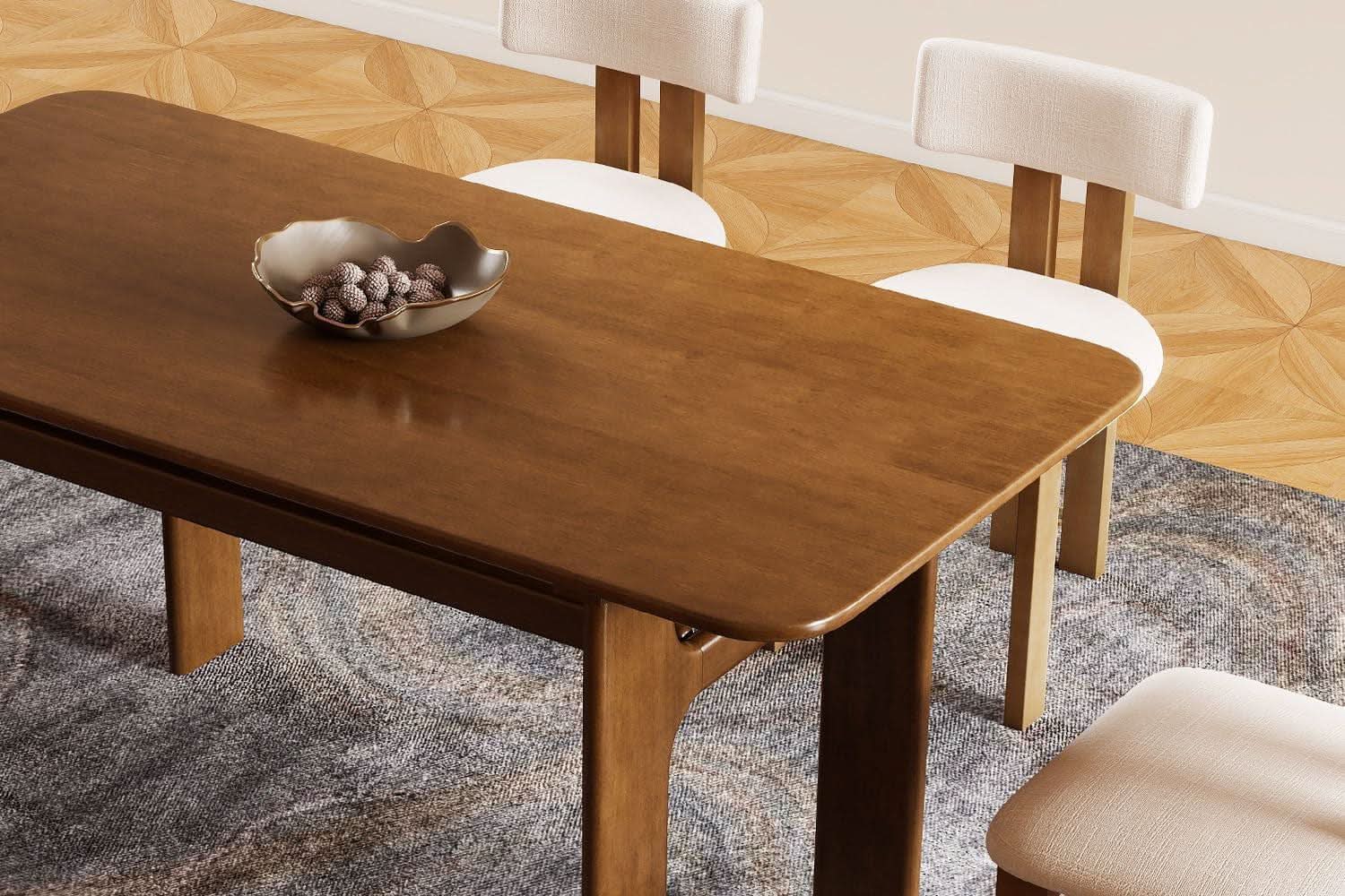 63 Inch Walnut Dining Table With Heavy Duty Legs Farmhouse from PriceLows™