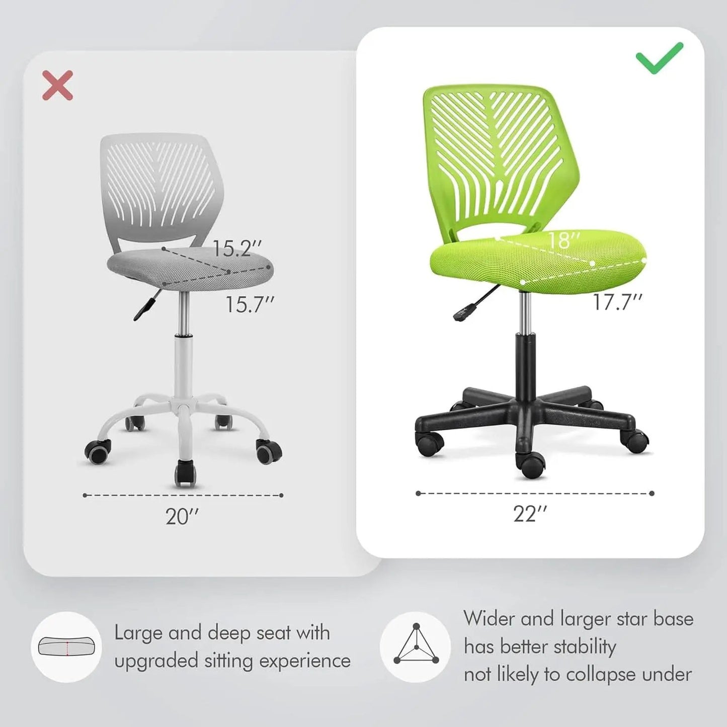 Kids Desk Chair Green Swivel Task Chair With Lumbar Support from PriceLows™
