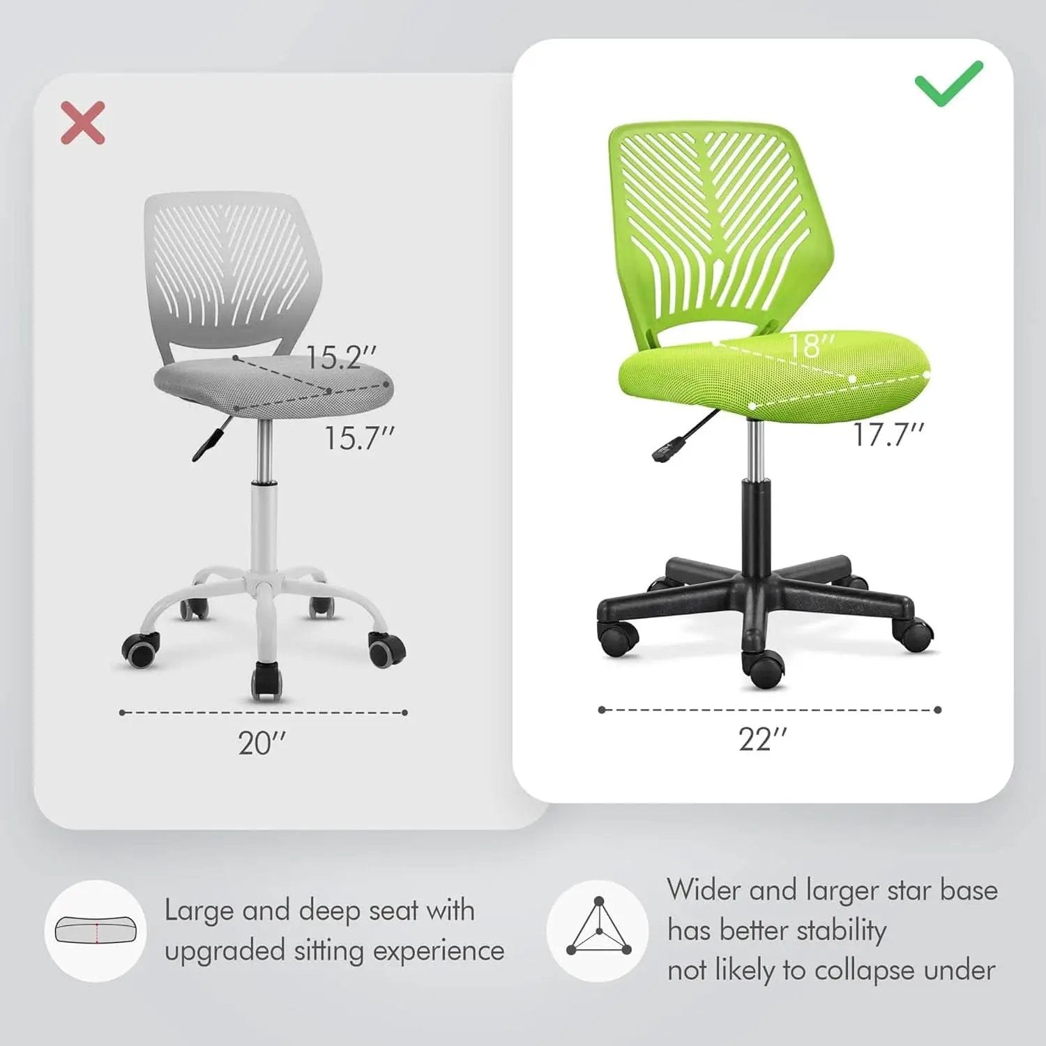 Kids Desk Chair Green Swivel Task Chair With Lumbar Support from PriceLows™