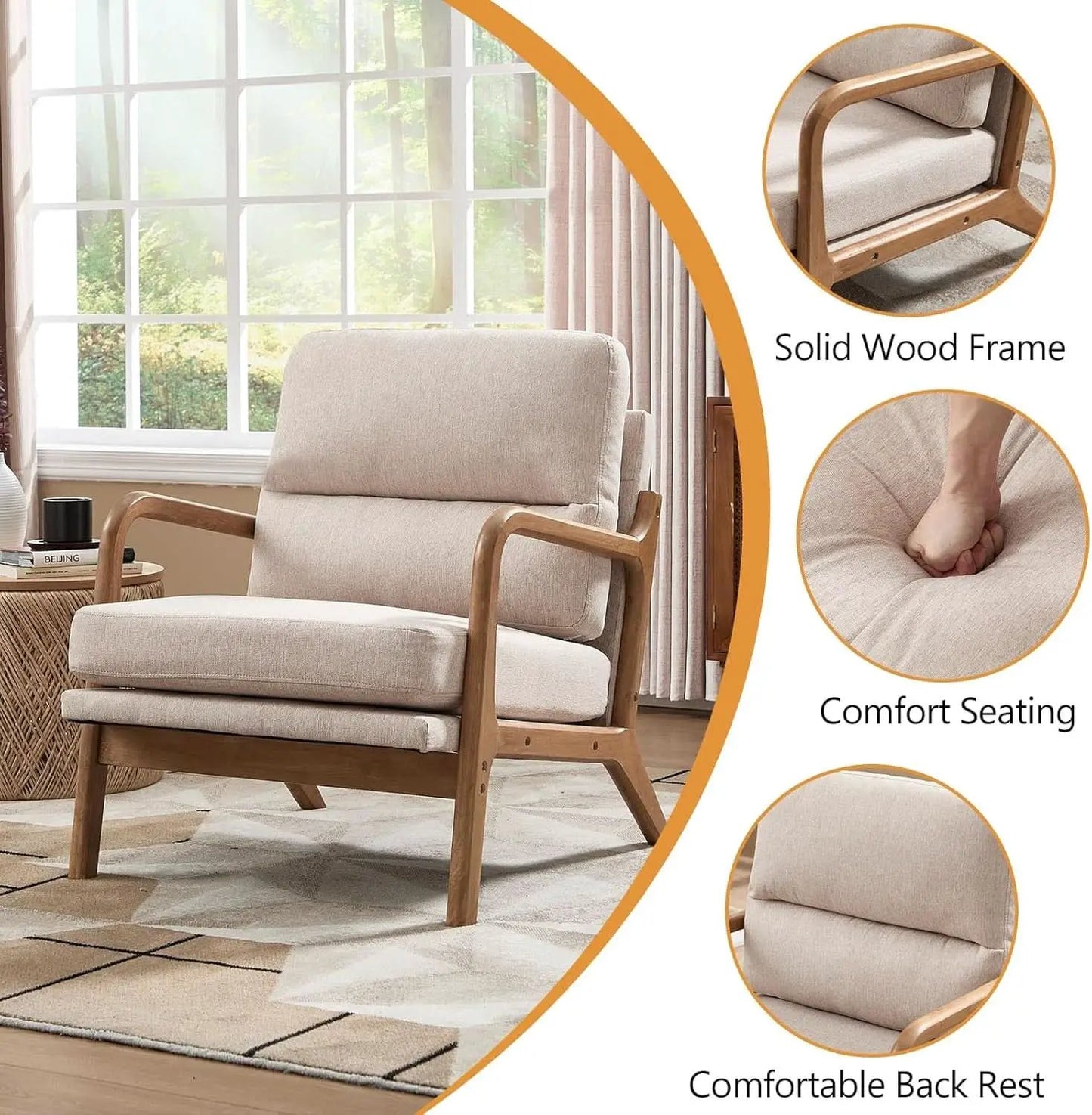 Mid Century Armchair With Premium Velvet Upholstery from PriceLows™