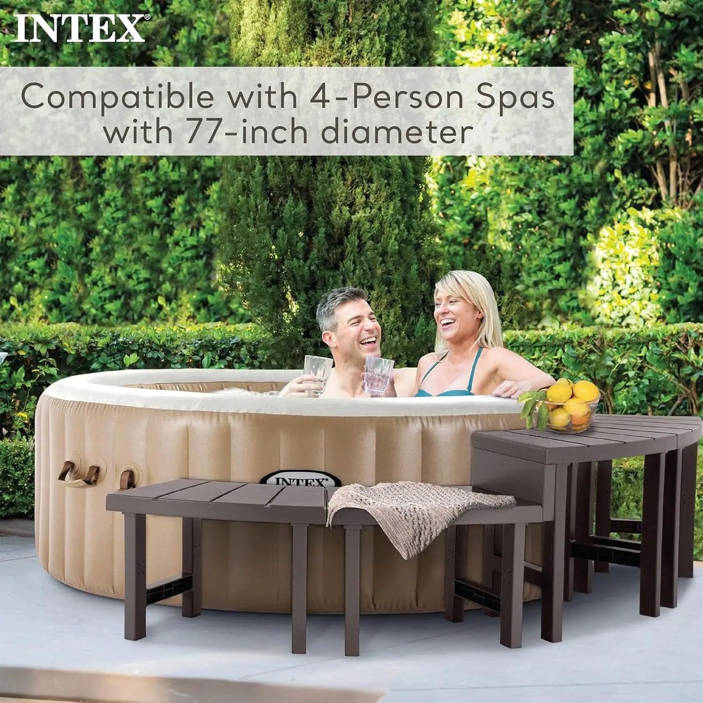 Two Medium Height PureSpa Benches For Four Person Spas Featuring Curved Seating Set from PriceLows™