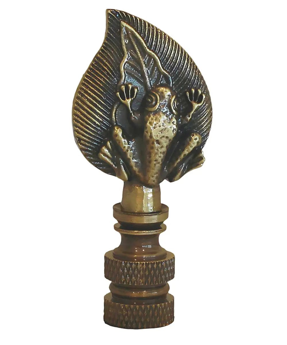 Lamp Finial | Frog On Lily Pad | Antique Brass | 2.4 Inch
