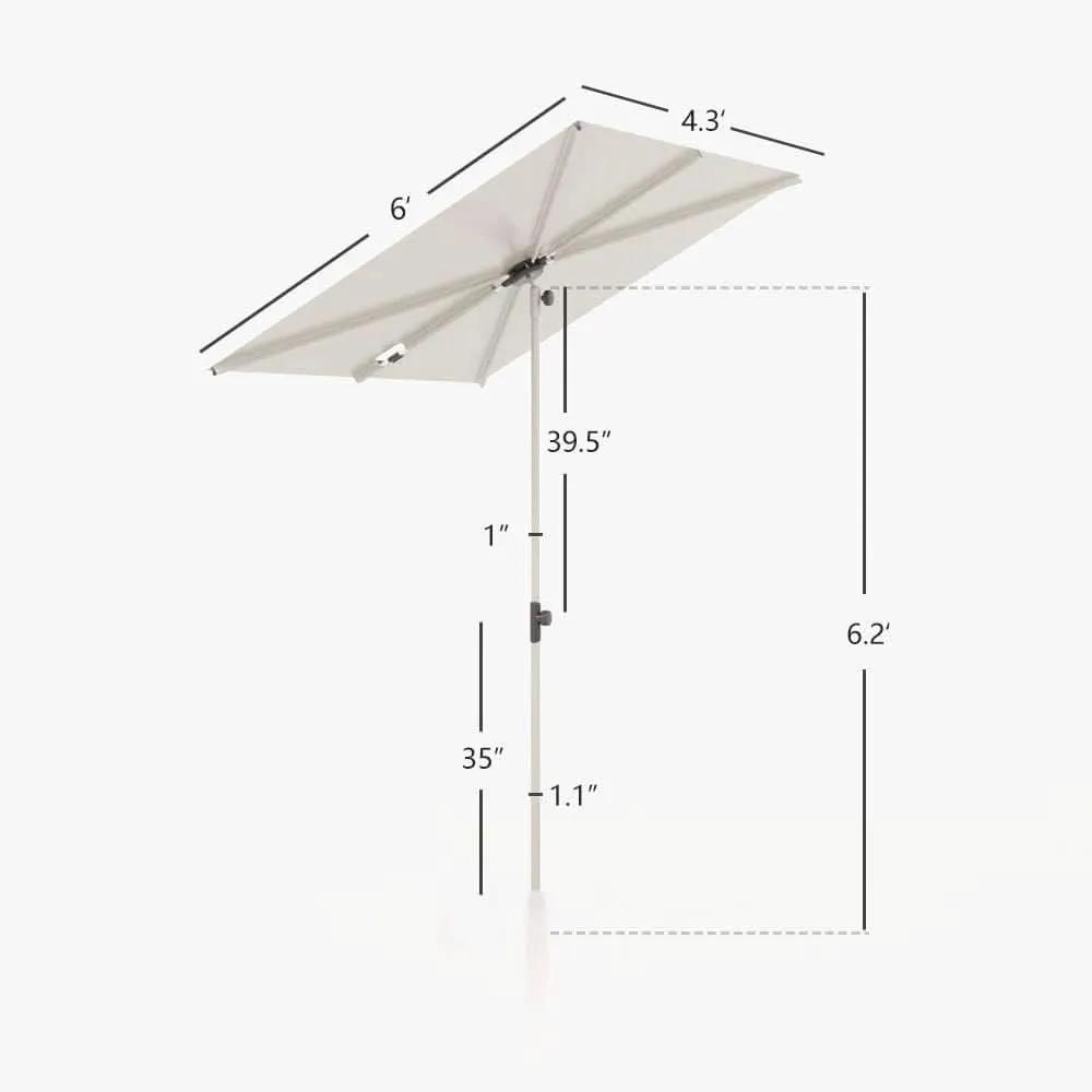 Balcony Umbrella 6x4 Ft Beige Canopy Shade 360 Rotation from PriceLows™