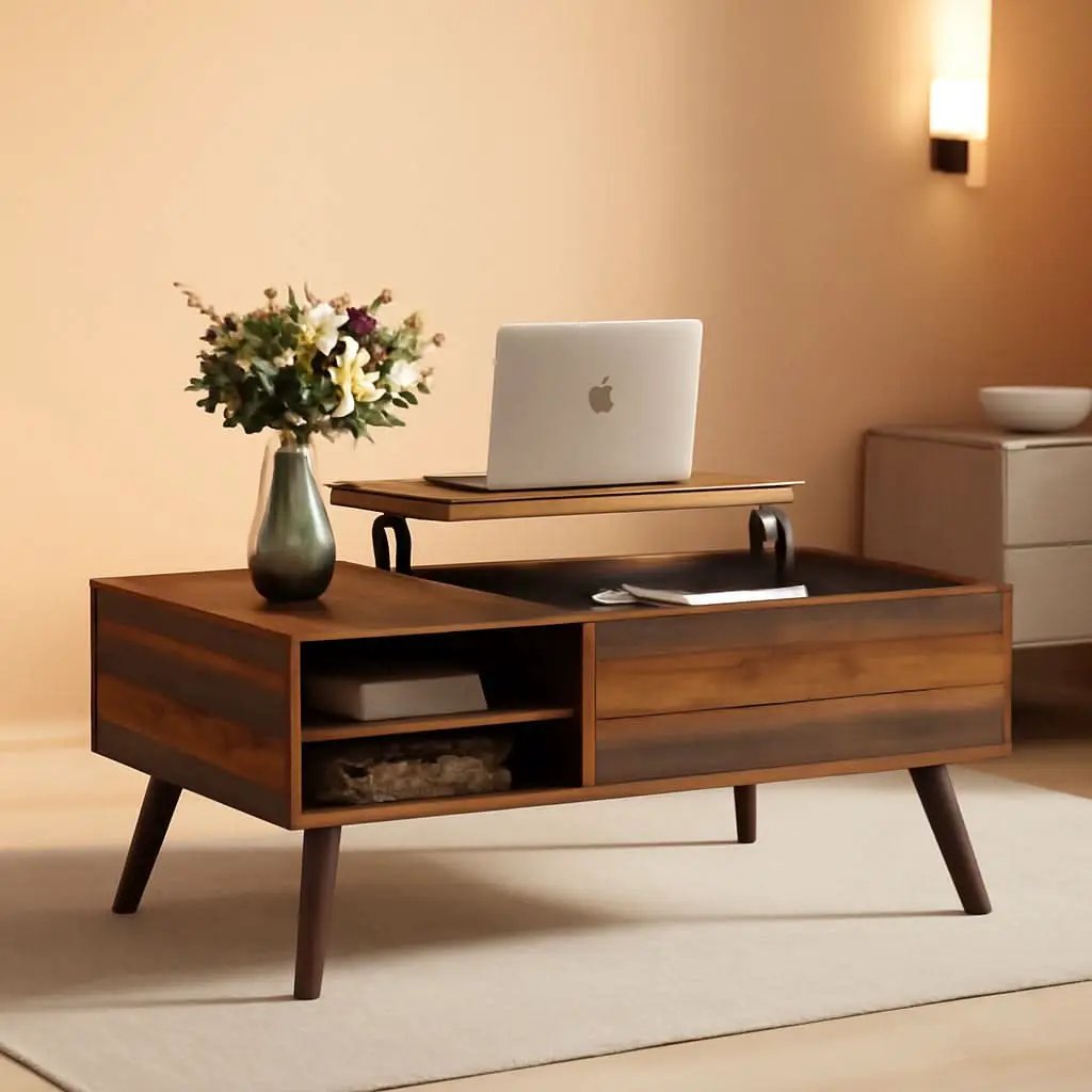 Rustic Brown Lift Top Coffee Table With Built In Storage from PriceLows™