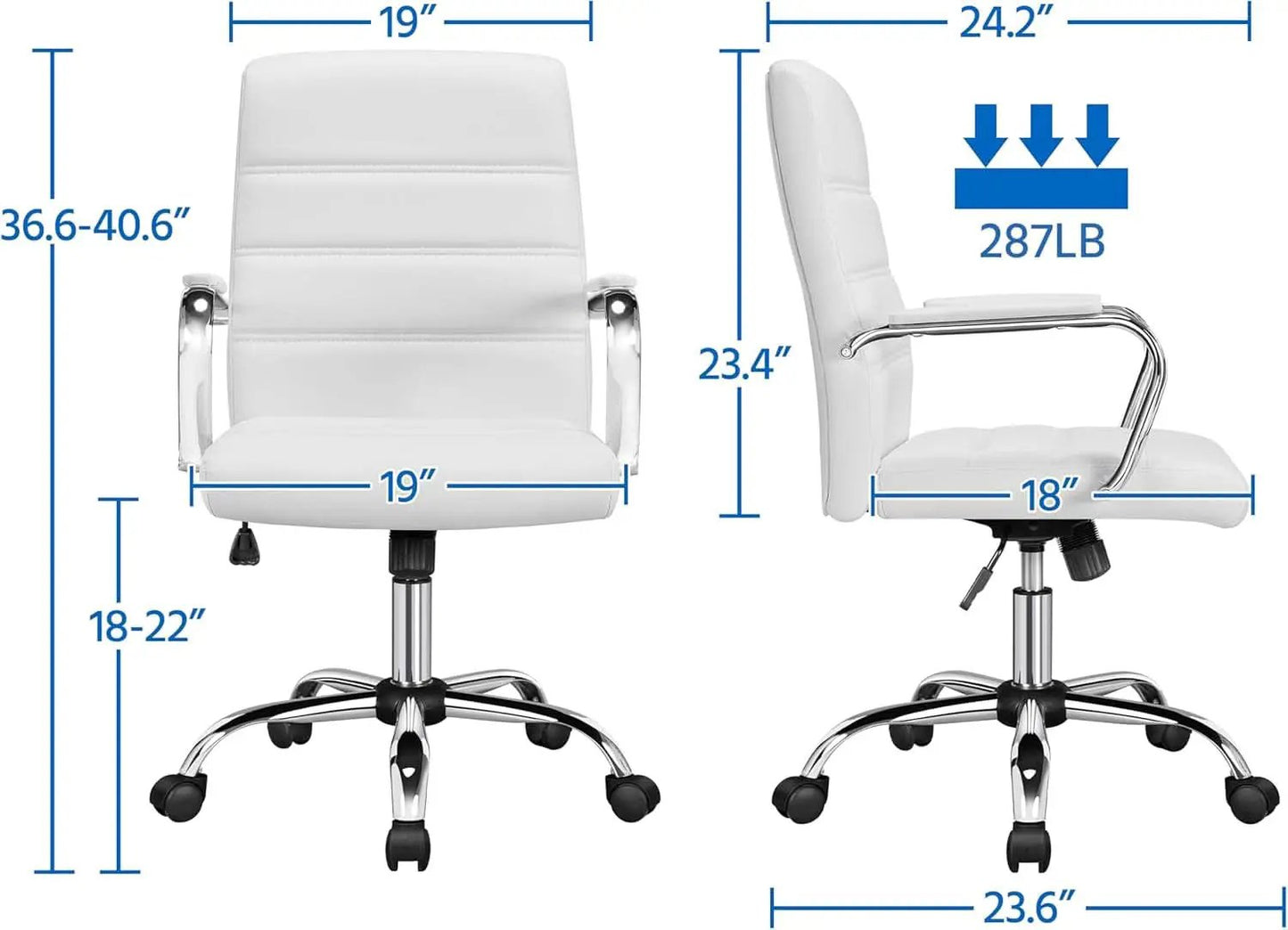 White Leather Ergonomic Office Chair With Height Adjustment from PriceLows™